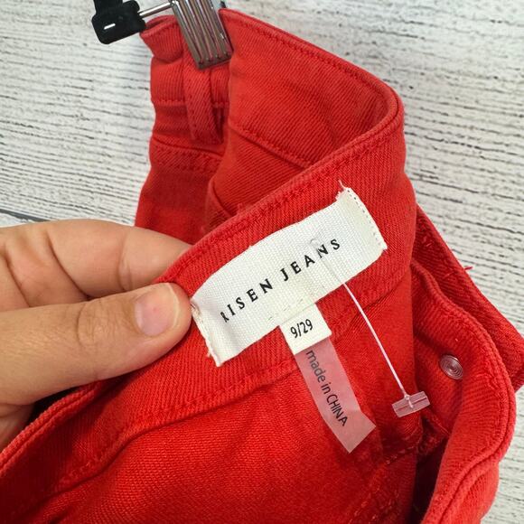 Vibrant Red Straight Leg Jeans - Picture 9 of 11